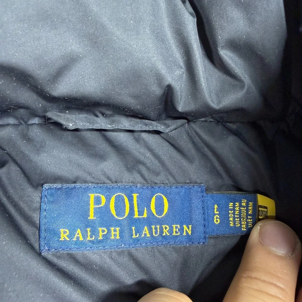 Polo Ralph Lauren Jacket Mens L Black Down Filled Quilted Puffer Heavy Parka Coa